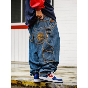 Acusa Jeans 633版型工裝重磅長褲哈蘇線刺繡洗水肥大牛仔褲秋冬