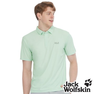 【Jack wolfskin 飛狼】男 涼感 磁吸釦 無痕短袖POLO排汗衫『淺綠』