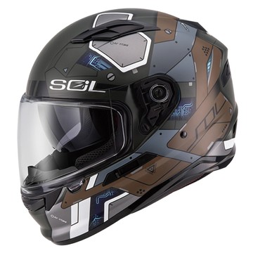 SOL 【SOL】SF-6 機動裝甲 消光墨綠/棕 全罩安全帽