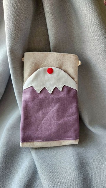 幸運紫富士山手機袋背面無拉鏈款