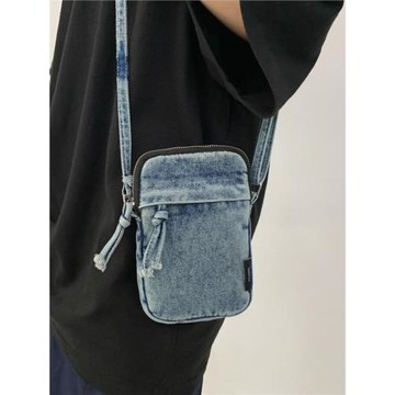 街頭潮流休閑時尚牛仔復古斜挎手機包迷你男女中性單肩包斜挎包包
