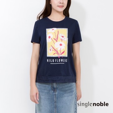 獨身貴族 春分亮眼花卉印花造型短袖T恤(1色)