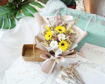 【溫暖的你_向日葵乾燥花束】