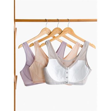 大碼前扣文胸透氣孔薄胸罩無鋼圈薄款聚攏背心式純棉內杯內衣夏季