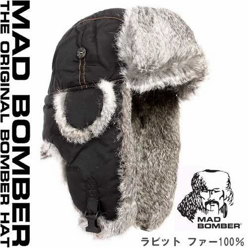 304BLK hat ロシア ハット ラビットファー100％ 帽子 スキー ボンバー