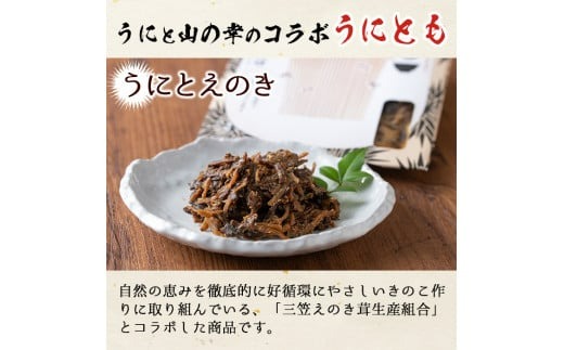 akune-2-197 ＜鹿児島県産うに使用＞ご飯のお供「うにとも」うにとえのき(50g×4袋)国産 ウニ 雲丹 えのき きのこ キノコ おかず 惣菜 常温 2-197