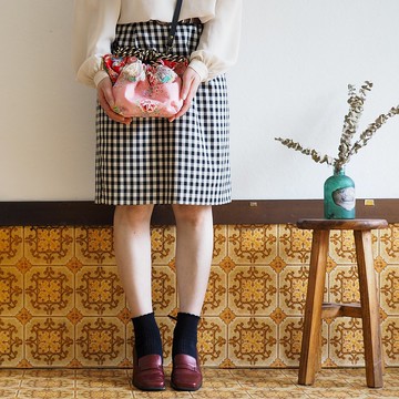 台灣花布貓咪束口側背包 (獨一無二作品 / 免運費)