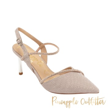 Pineapple Outfitter-奢華鑽鍊尖頭涼跟鞋 IGNACE-粉色