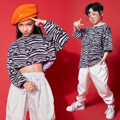 ダンス衣装 キッズ セットアップ ヒップホップ Tシャツ へそ出し トップス 白パンツ カーゴパンツ ホワイトパンツ ゼブラ柄 韓国 かっこいい 派手 通販 Lineポイント最大get Lineショッピング