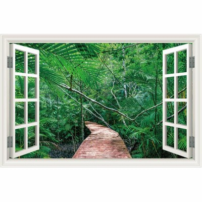 Tsuuhan Gekiyasu ウォールステッカー ジャングル 道 日本製 密林 森林 植物 グリーン 壁紙 ポスター シール お風呂 浴室 Diy リフォーム インスタ 映え 世界の Bebakpost Com