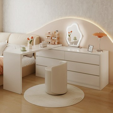 ??快速出貨?? 公司貨 轉角梳妝臺臥室簡約現代2024新款斗柜化妝臺一體臥室拐角柜電腦桌