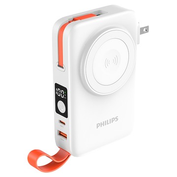 PHILIPS 飛利浦 伸縮線多合一行動電源 10000mAh Type-C + USB-A  白色  DLP4352