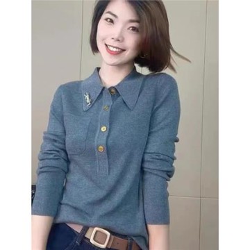 華來阿瑪施特2025年秋冬季純色長袖針織打底衫女上衣顯瘦翻領毛衣