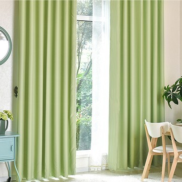 【小銅板-加厚純色遮光窗簾】寬100X高180-2片入-總寬200公分純色粉綠