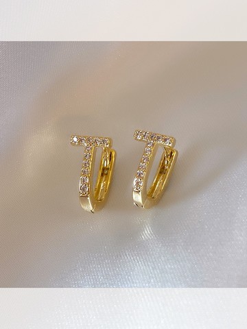 塔蘭T字母耳圈ins小眾設計時尚耳環年新款潮韓國氣質網紅耳飾