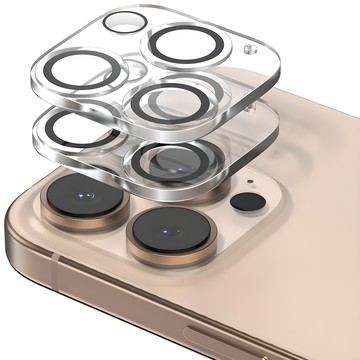 SINJIMORU 相機鏡頭防眩光黑環鋼化玻璃保護貼 2入  iPhone 16 Pro / 16 Pro Max  1組