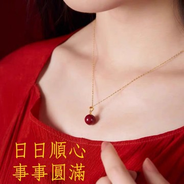 🔥現貨🔥 【硃砂在身，平安一身】新款爆款硃砂吊墜女款復古轉運珠項鍊高級感鎖骨鏈本命年掛飾【開運堂】