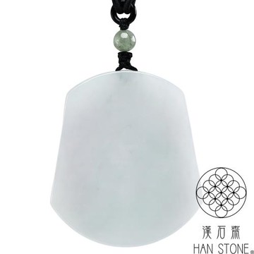 【漢石齋】天然翡翠A貨 平安無事牌玉佩吊墜 淺色春帶彩種(46*54*5.5mm)