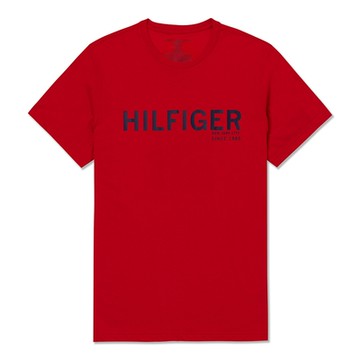 TOMMY 熱銷印刷文字圖案短袖T恤-紅色