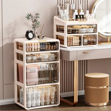 化妝品收納盒桌面高級感護膚品防塵置物架梳妝臺口紅化妝刷儲物盒