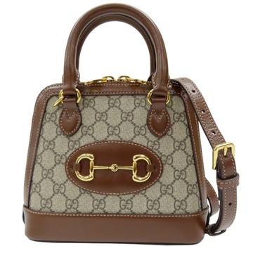 【二手名牌BRAND OFF】GUCCI 古馳 棕色 馬銜扣  PVC Horsebit 1955 肩背包 #640716