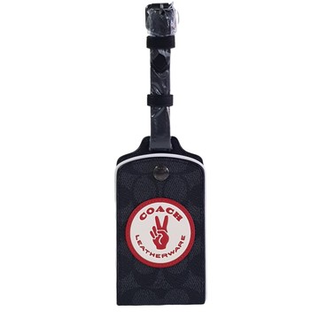 COACH 新款 專櫃款 勝利手圓標 行李吊牌(老花黑灰/贈原廠紙袋紙盒