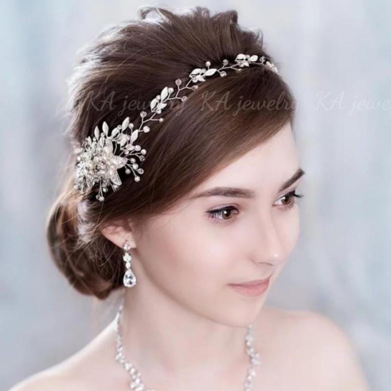 ヘッドドレス ウェディング 結婚式 ヘアアクセサリー シルバー