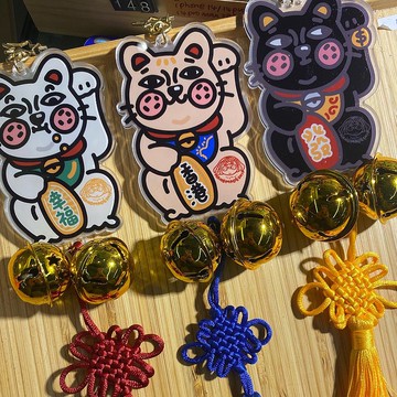 招財貓掛件 -  黑白米三色