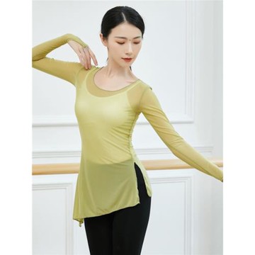 古典舞練功服身韻紗衣女不規則下擺套指網紗上衣現代舞飄逸舞蹈服