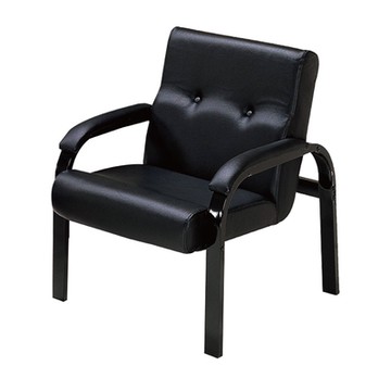 文創集 米薇黑透氣皮革單人座沙發椅-63x76x77cm免組