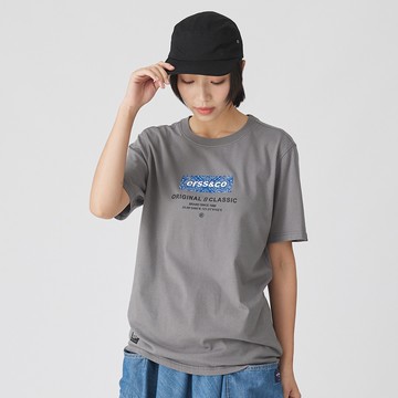 【ERSS】男裝 短袖 男生 t恤 短袖上衣 變形蟲植絨印花短袖上衣 - 中性 灰色【K70248】