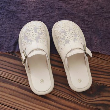 半包拖鞋女外穿森女網紗蕾絲女鞋透氣軟底平底大頭涼拖包頭半拖女