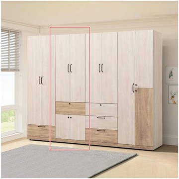 AS DESIGN雅司家具-希格諾斯2尺白鋼刷四門單抽衣櫃-61*57*203CM