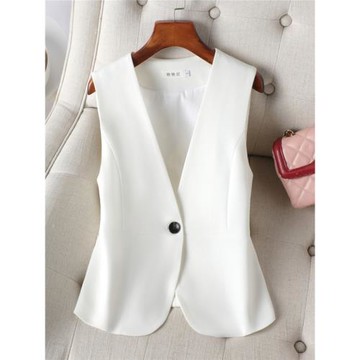 V領修身馬甲女短款2025春秋新款時尚設計感百搭顯瘦馬夾坎肩背心