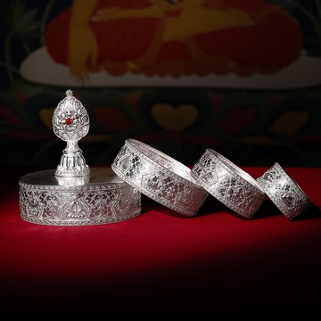 藏傳佛教 供佛用具 純銀990 懷愛事業曼達盤