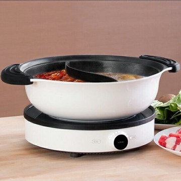 鴛鴦鍋炒鍋不粘鍋家用電磁爐燃氣煤氣灶明火通用煮湯鍋火鍋【聚物優品】