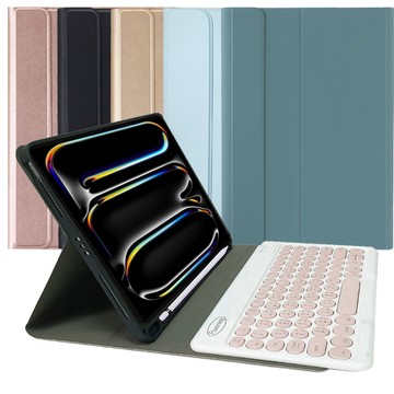 iPad 鍵盤保護殼/套 2024 iPad Pro 11吋(M4)平板專用圓座型藍牙鍵盤/皮套