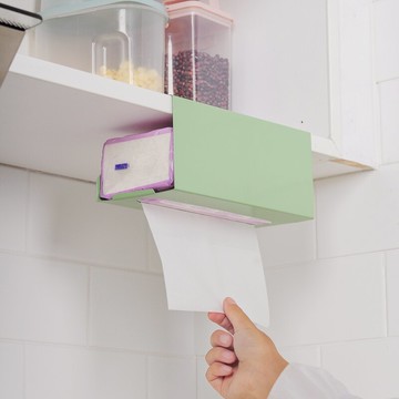 廚房紙巾架免打孔鐵藝用紙架 家用餐巾紙掛架櫥柜門抽紙盒壁掛式