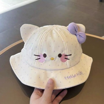 ✅【👒寶寶遮陽帽】可愛甜美寶寶帽子 春秋季純棉遮陽 防曬漁夫帽設計 KT貓女寶兒童 百搭盆帽首選 台灣出貨