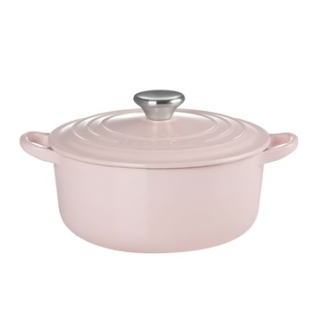 LE CREUSET 圓鐵鍋 附鋼頭鍋蓋  20cm  雪紡粉  1個