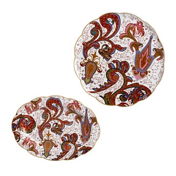 義大利Lamart Pashmina 鎏金歲月骨瓷10吋橢圓盤／13吋蛋糕盤 - 13吋蛋糕盤