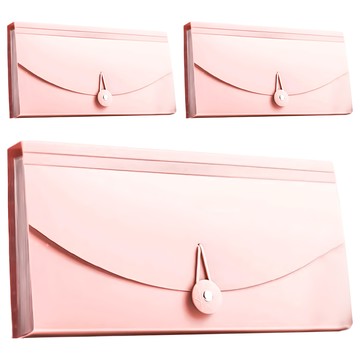 小麥購物 文件夾/風琴夾/票據本  櫻花粉  3個