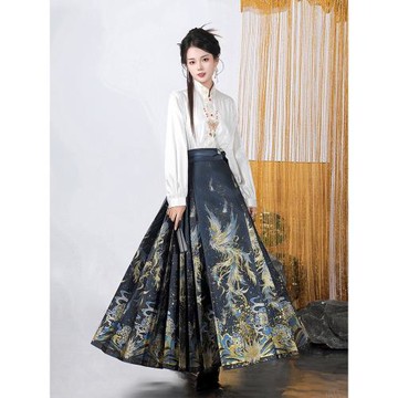 鳳歸明制漢服女重工織金馬面裙套裝新中式國風敬酒服新款日常通勤