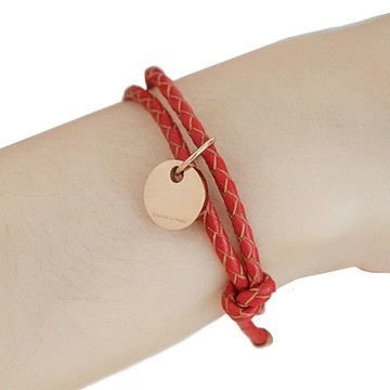 RADIANT STAR 璀璨之星 專屬戀曲鈦鋼真皮紅繩祈願線繩抽拉情侶可調式手環閨蜜禮 VRS110  11.3~23cm  活力紅
