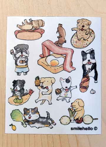 貼紙/和紙貼紙/手帳貼紙 狗狗食物運動會