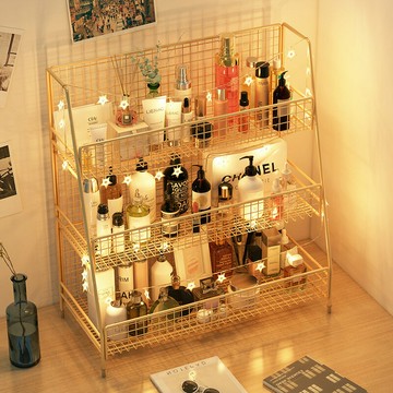 APP下單享點數9% 化妝品收納盒桌面ins多層置物架護膚品收納架子鐵藝書桌宿舍神器