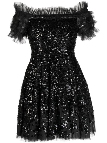 Needle & Thread - Wreath sequinned minidress - women - Recycled Polyester/Recycled Polyester/Recycled Sequins/Recycled Polyester - 6 - Black