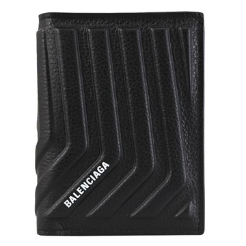 BALENCIAGA 巴黎世家 785241 燙印LOGO浮雕造型對開卡包/皮夾.黑