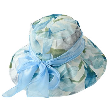 遮陽帽漁夫帽-印花蝴蝶結紗帶大帽簷女帽子6色73vf2【獨家進口】【米蘭精品】