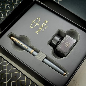 PARKER PARKER 派克 IM金屬系列暮光藍鋼筆 墨水禮盒(筆身刻字)